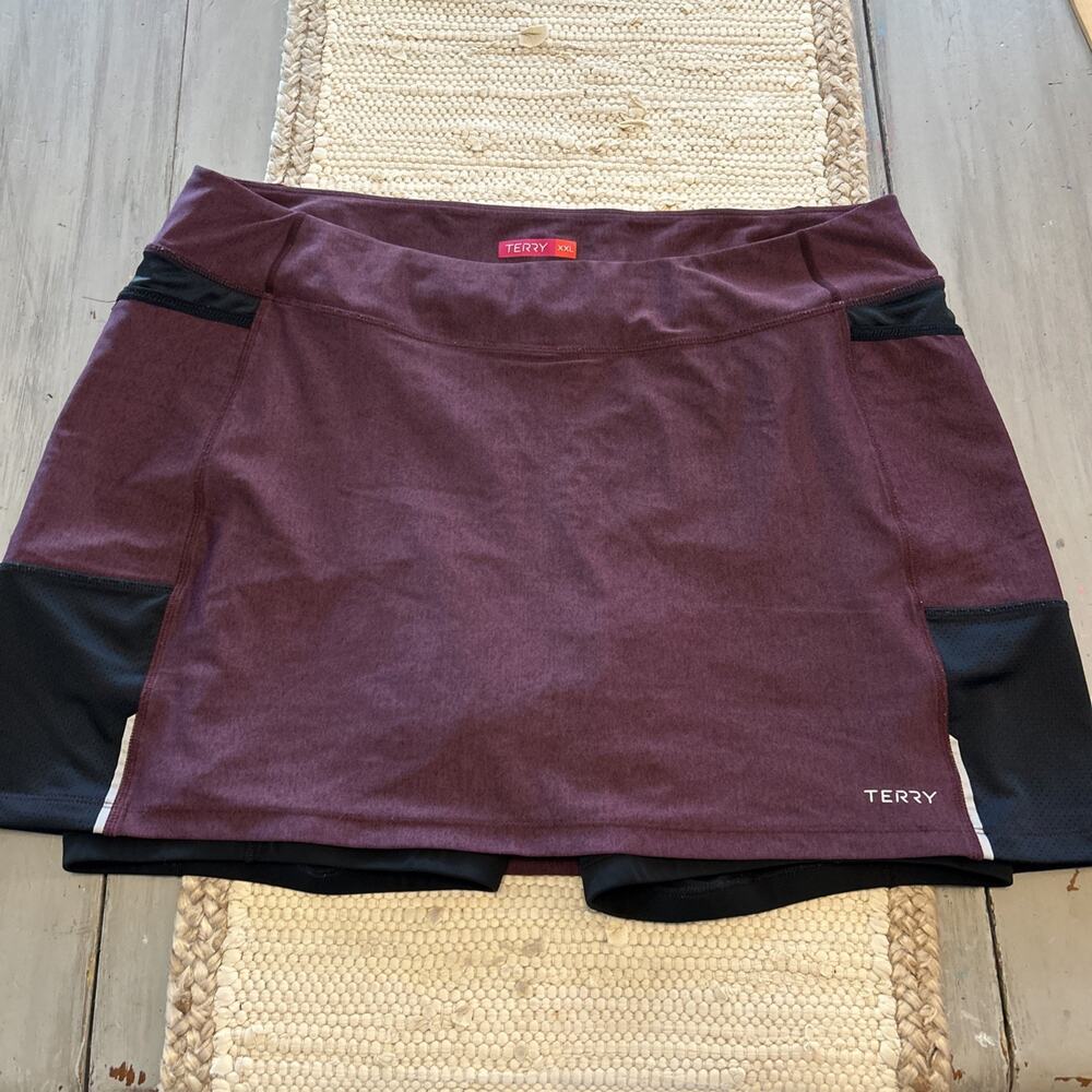 Terry Cycling Maroon Purple Black Fixie Skirt Skort w/ Slite Chamois Sz XXL